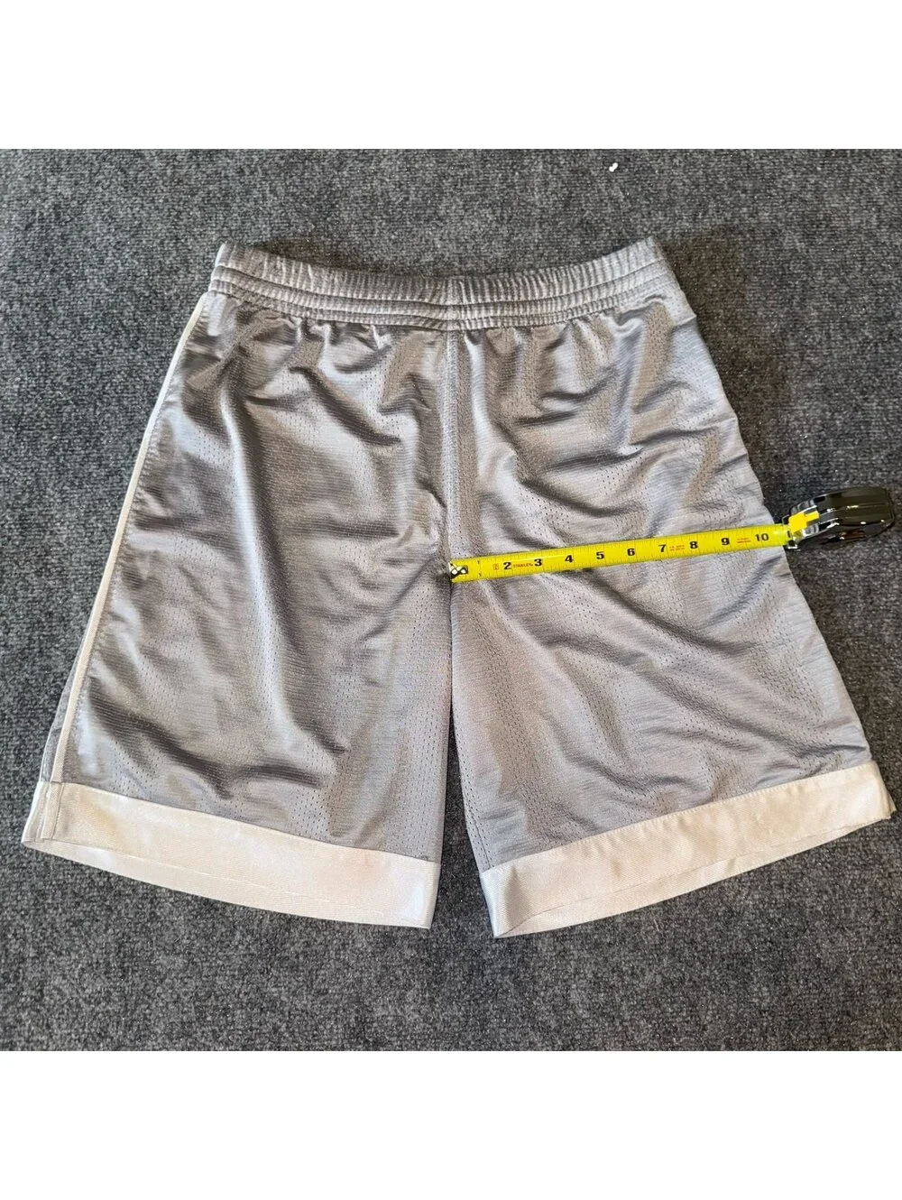 Tek Gear Grail Silver Baggy Dazzle Hoop Shorts Mens MD Vtg y2k 90s Rare